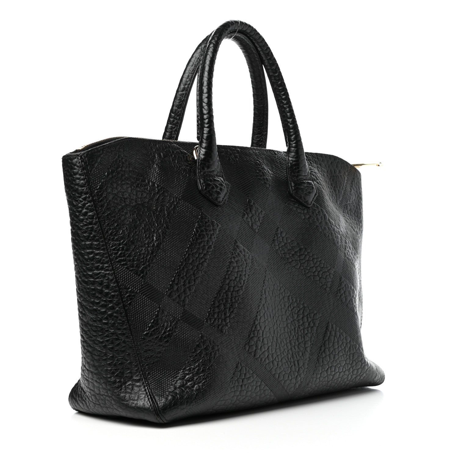 Burberry Heritage Grain Check Embossed Medium Dewsbury Tote Black 3 of 9