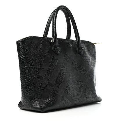 Burberry Heritage Grain Check Embossed Medium Dewsbury Tote Black 3 of 9