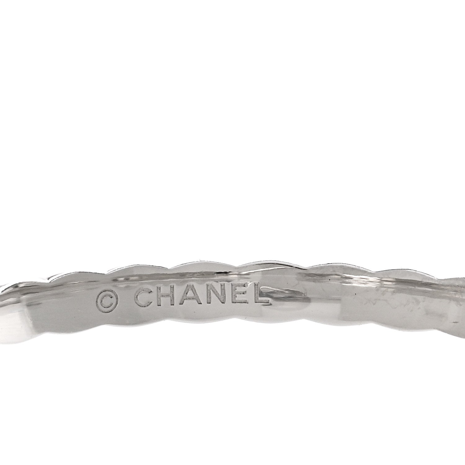 Chanel 18K White Gold Diamond Coco Crush Hoop Earrings 4 of 5
