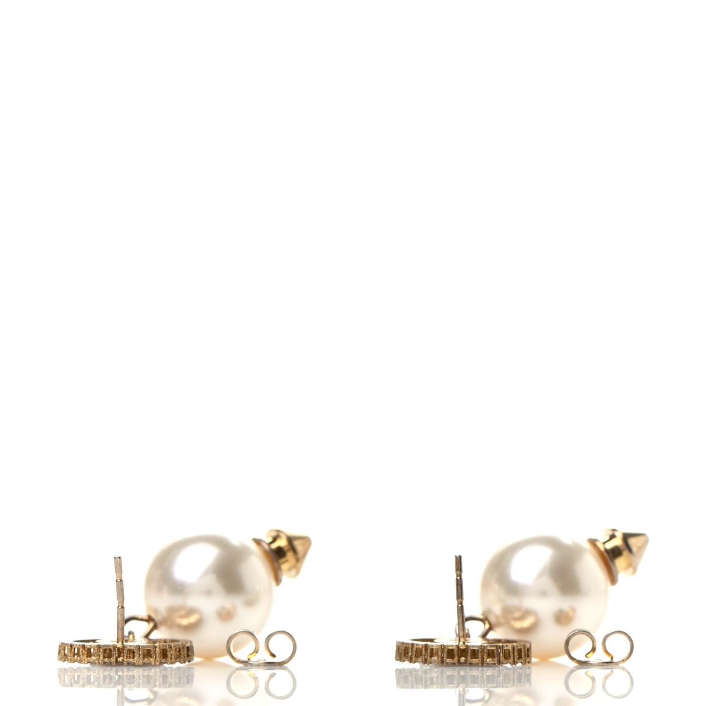 Metal Crystal Pearl Interlocking G Earrings Shiny Gold