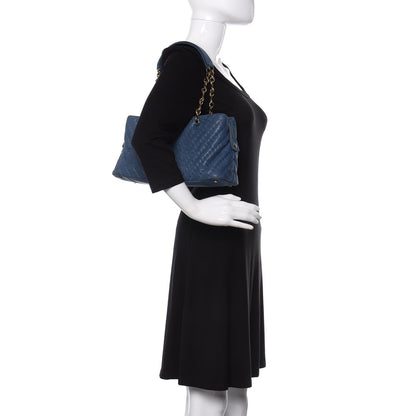 Chanel Iridescent Calfskin Chevron Quilted Surpique Tote Dark Blue 2 of 10