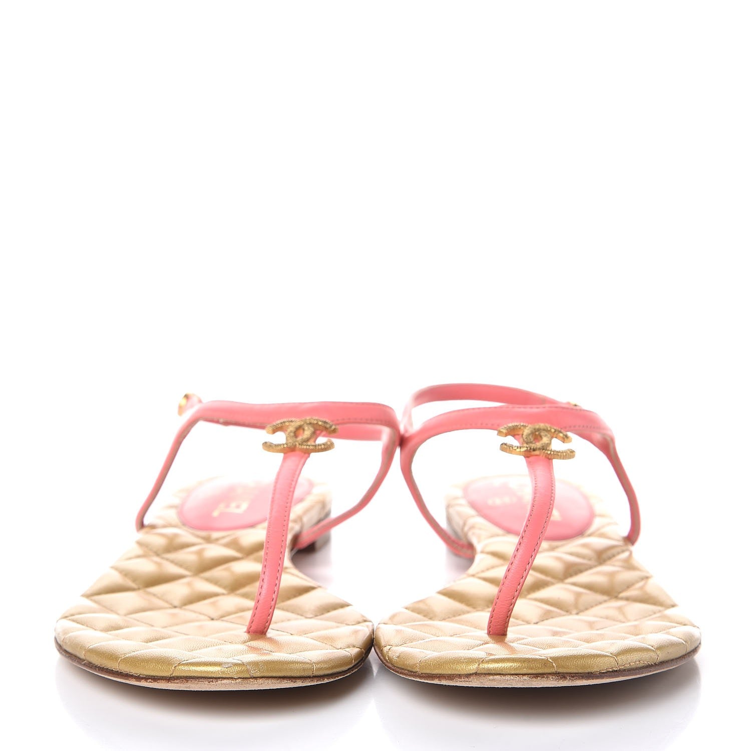 Chanel Lambskin Quilted CC Thong Sandals 40 Pink 2 of 10