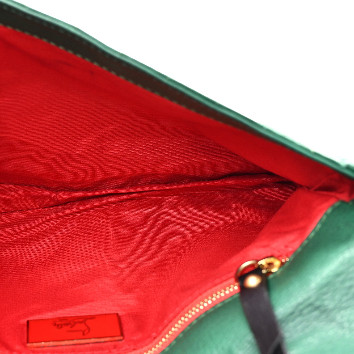 Christian Louboutin Calfskin Trophe Twist Pocket Shoulder Bag Emerald 5 of 10