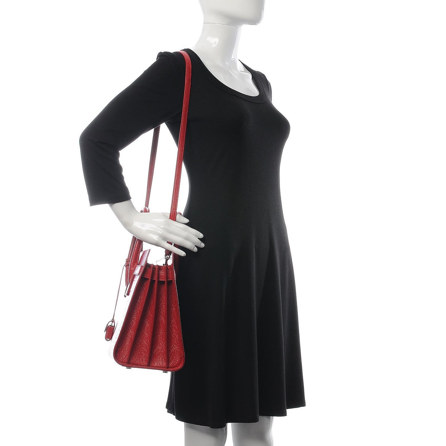 Calfskin Crocodile Embossed Small Sac De Jour Eros Red
