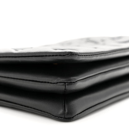 Louis Vuitton Lambskin Embossed Monogram Pochette Coussin Black 8 of 9