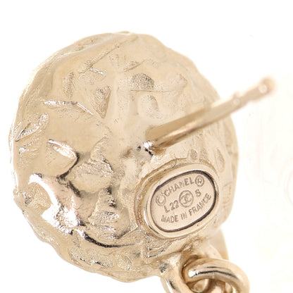 Chanel Pearl Hammered CC Drop Earrings Gold Pearly White 4 of 5