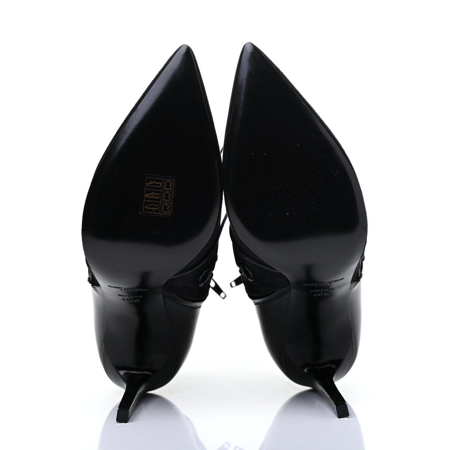 Saint Laurent Calfskin Velvet Lace Up Ankle Boots 40.5 Black 5 of 12