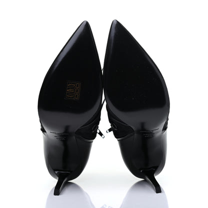 Saint Laurent Calfskin Velvet Lace Up Ankle Boots 40.5 Black 5 of 12