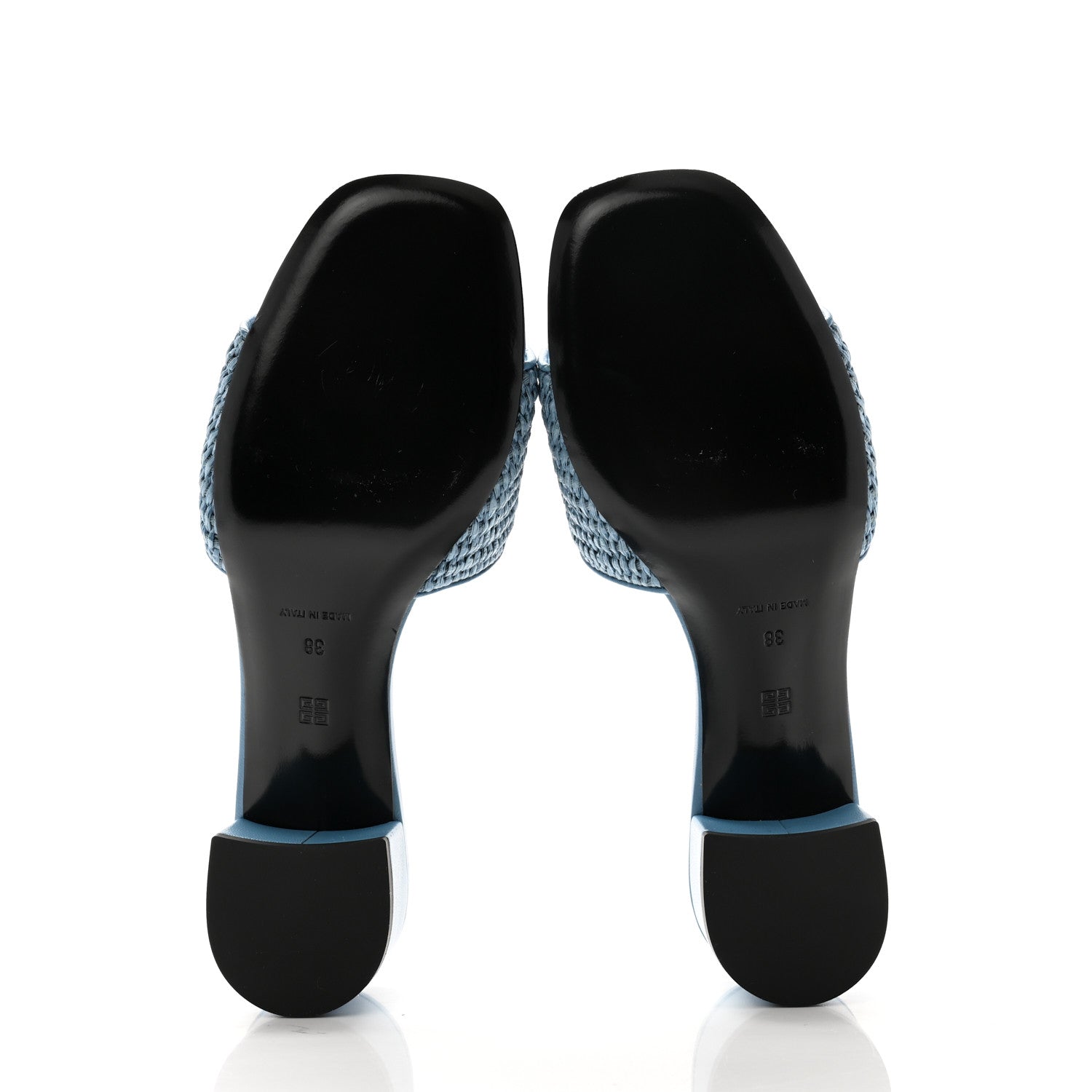 Givenchy Raffia Logo Mule Sandals 38 Denim Blue 5 of 10