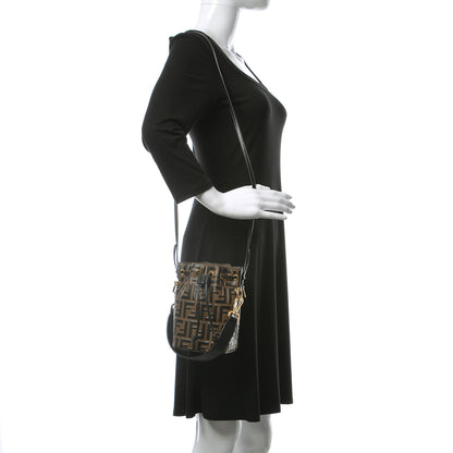 Fendi Vitello Liberty F is Fendi Bi-Color FF 1974 Embossed Mini Mon Tresor Bucket Bag Maya Black 2 of 11