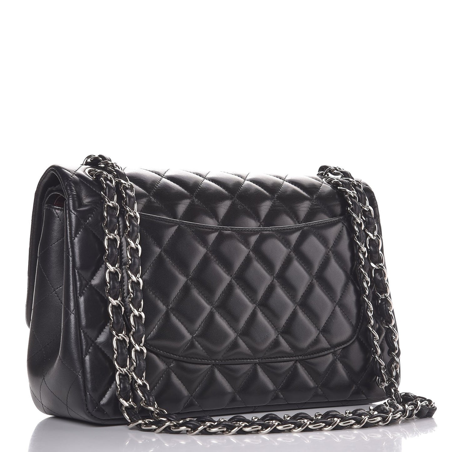 Lambskin Quilted Jumbo Double Flap Black