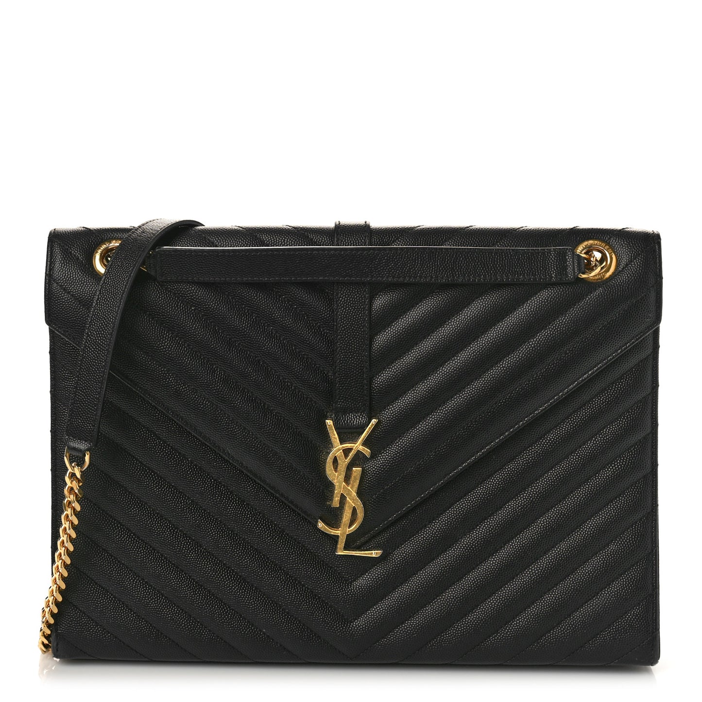 Grain De Poudre Matelasse Chevron Large Monogram Satchel Black