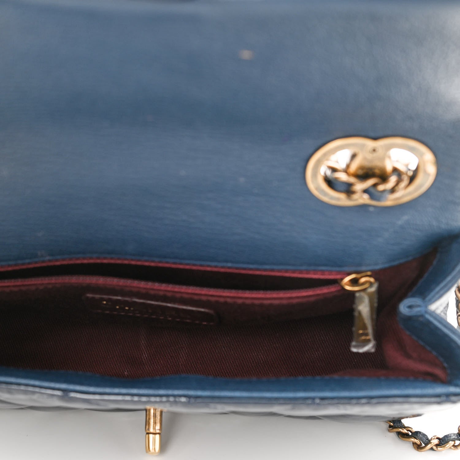 Chanel Patent Goatskin Quilted Medium CC Eyelet Flap Blue 5 of 12