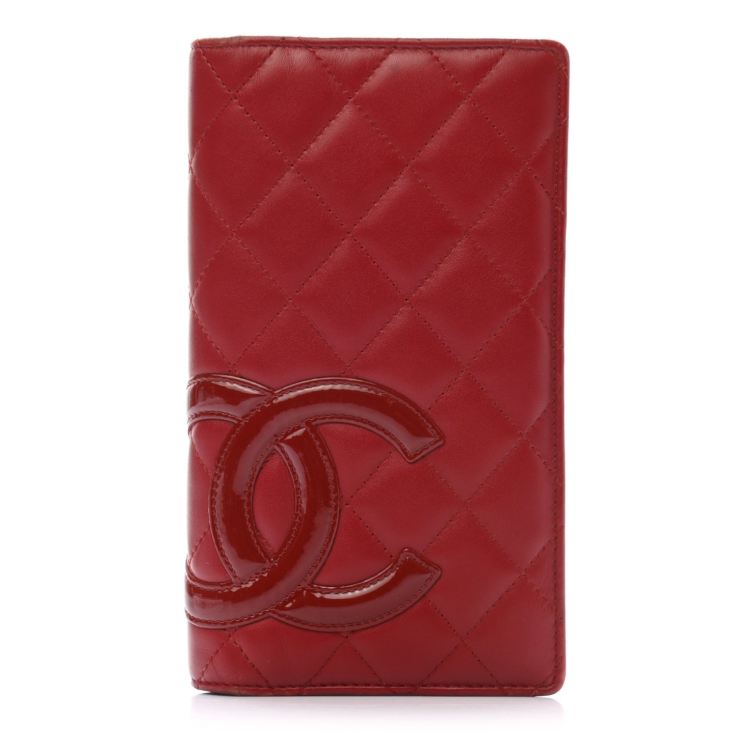 Calfskin Quilted Cambon Yen Wallet Red