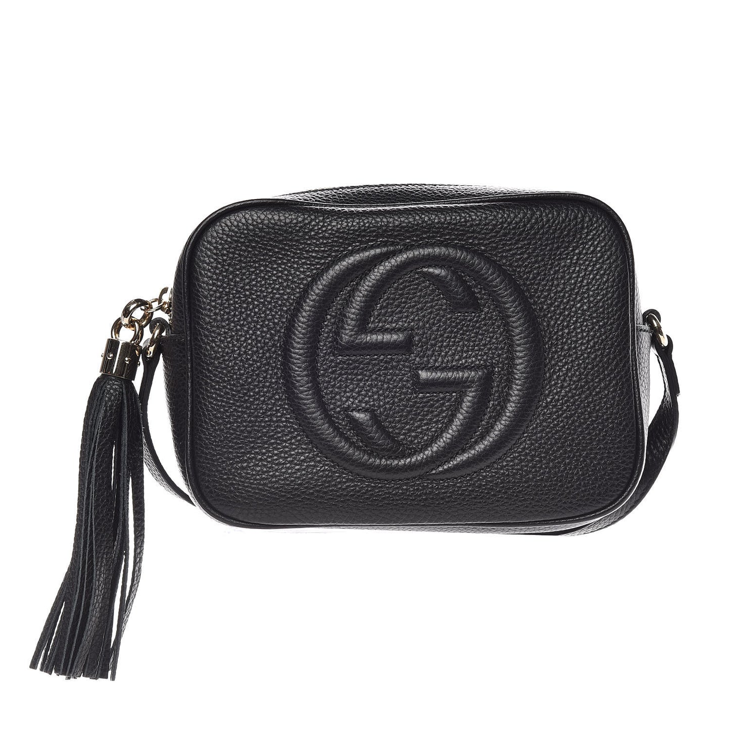 Pebbled Calfskin Small Soho Disco Bag Black