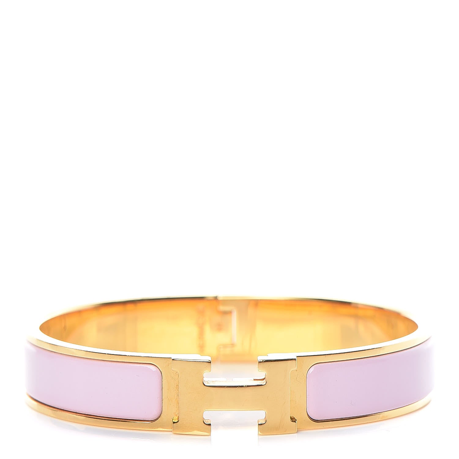 Hermes Enamel Narrow Clic Clac H Bracelet GM Rose Dragee 1 of 6