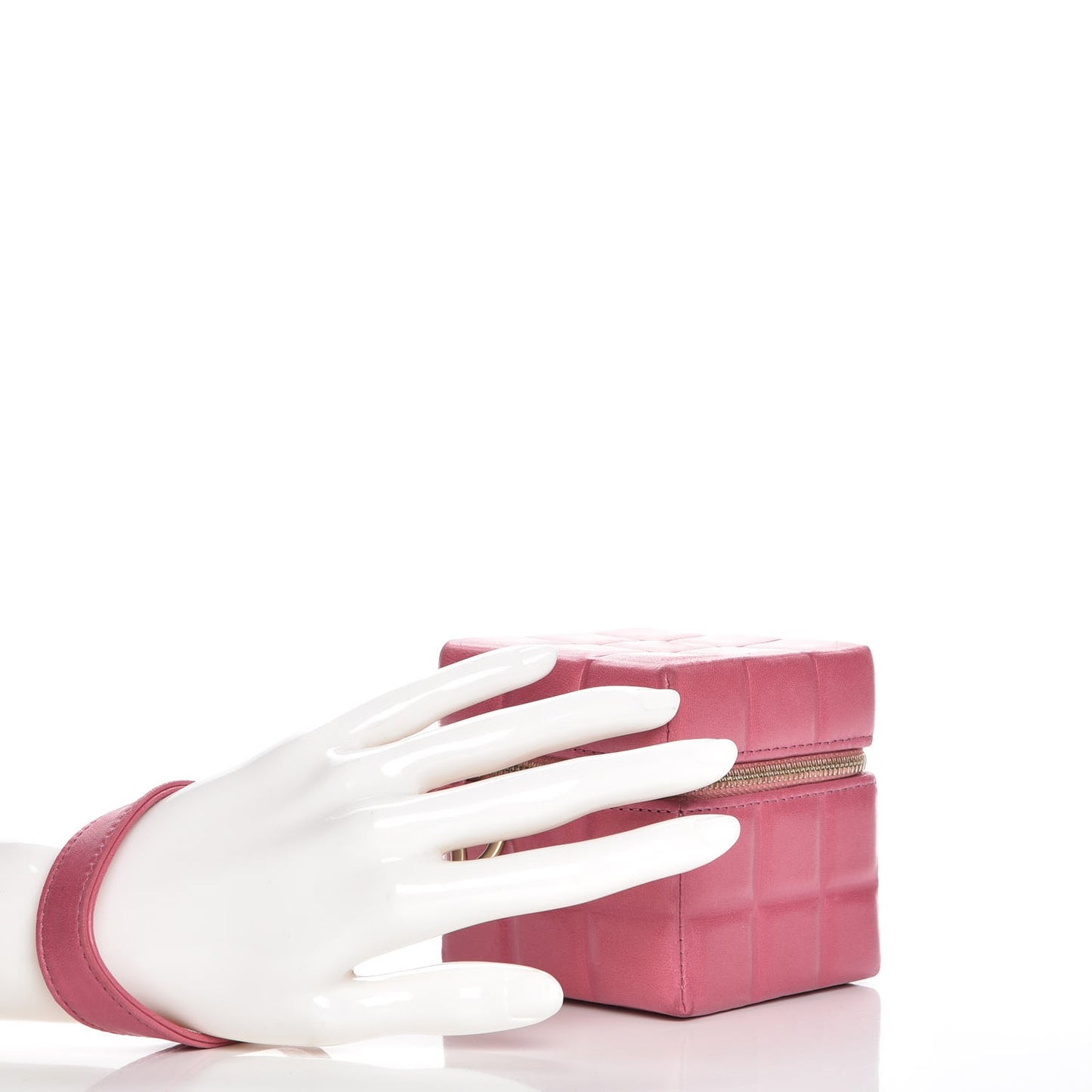 Lambskin Rubiks Cube Wristlet Pink