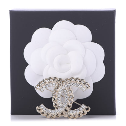 Chanel Crystal Chain CC Brooch Gold 4 of 4