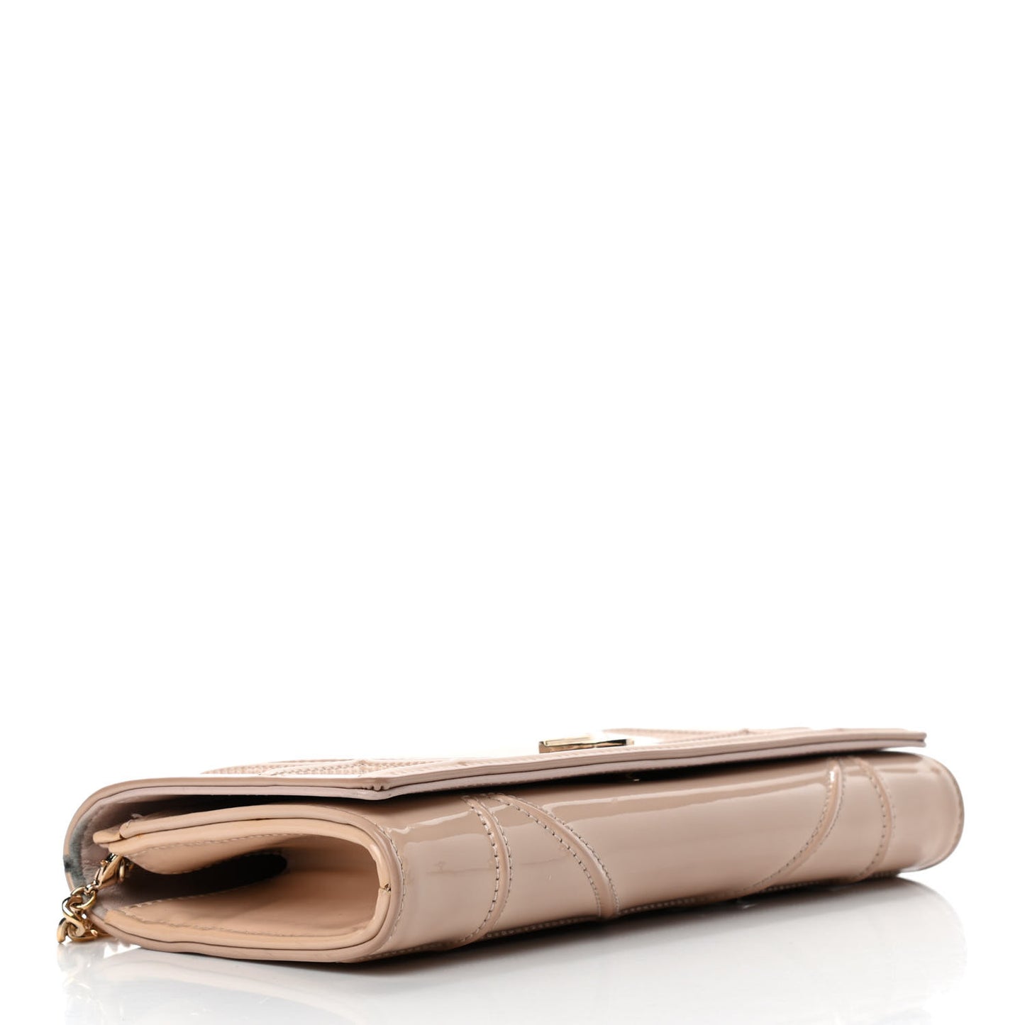 Patent Calfskin Diorama Croisiere Chain Wallet Beige