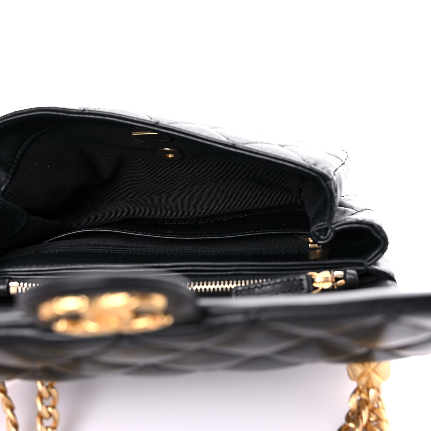 Lambskin Quilted Small Pillow Crush Flap Black