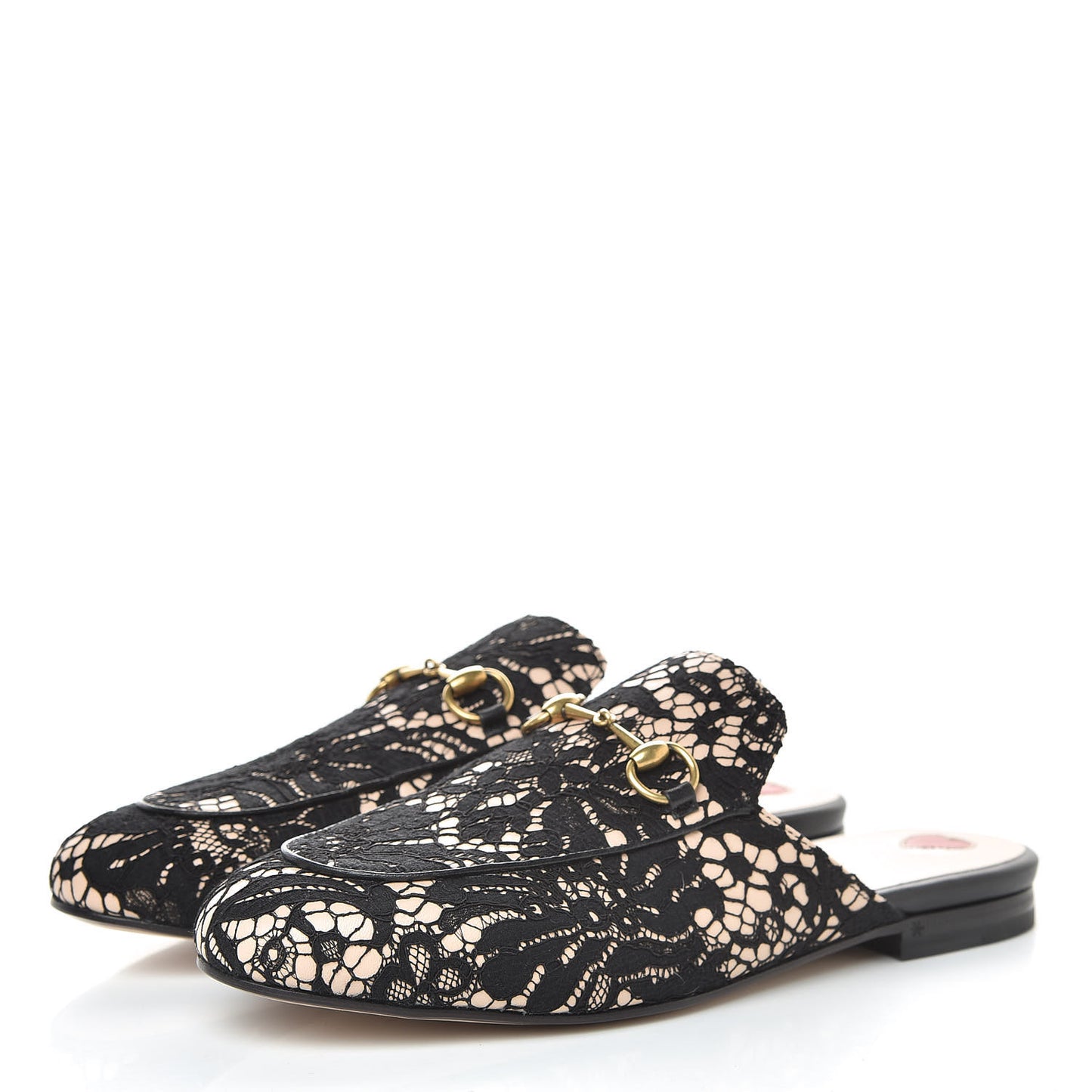 Lace Malaga Kid Womens Princetown Slippers 36 Black Skin Rose