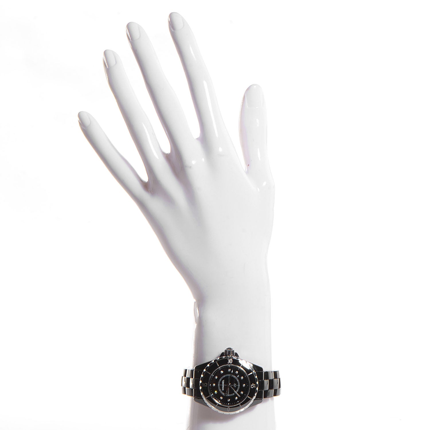 Chanel Stainless Steel Ceramic Diamond 33mm J12 Quartz Watch Black 2 of 6