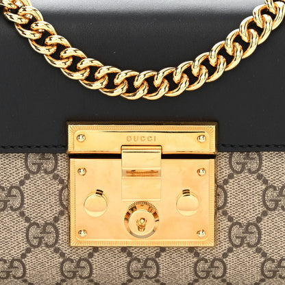 Gucci GG Supreme Monogram Calfskin Small Padlock Shoulder Bag Beige Black Cuir 8 of 15