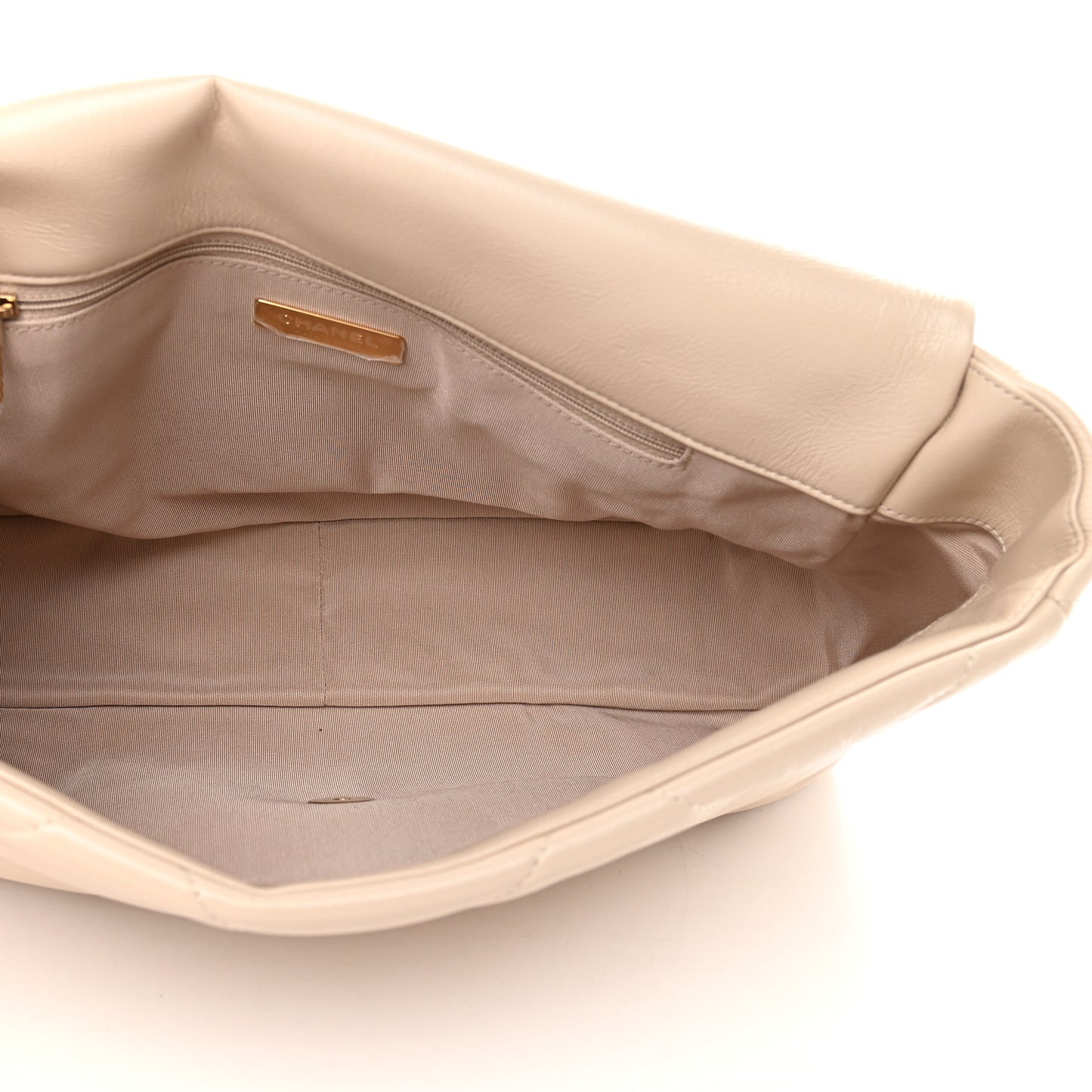 Goatskin Quilted Maxi Chanel 19 Flap Beige
