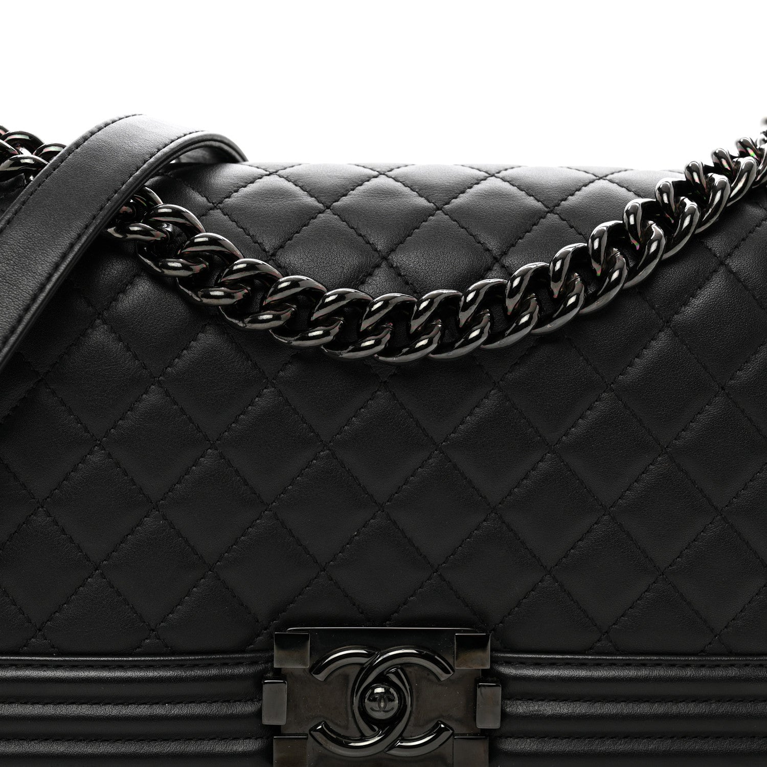 Chanel Calfskin Quilted Medium Boy Flap So Black 5 of 10