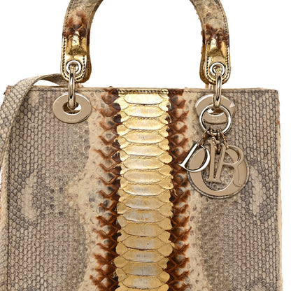 Christian Dior Metallic Snakeskin Medium Lady Dior Beige Gold 7 of 11