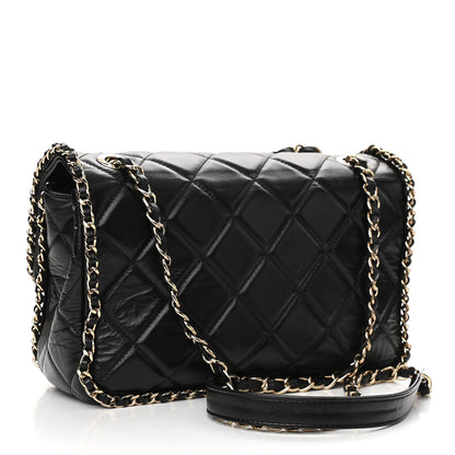 Chanel Crumpled Calfskin Quilted Large Chain All Over Flap Bag Black 3 of 12