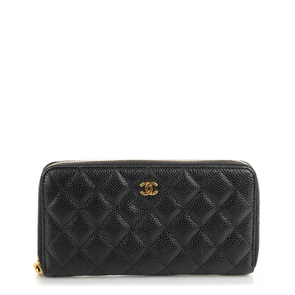 Chanel Caviar Quilted Large Gusset Zip Around Wallet Black 1 of 8