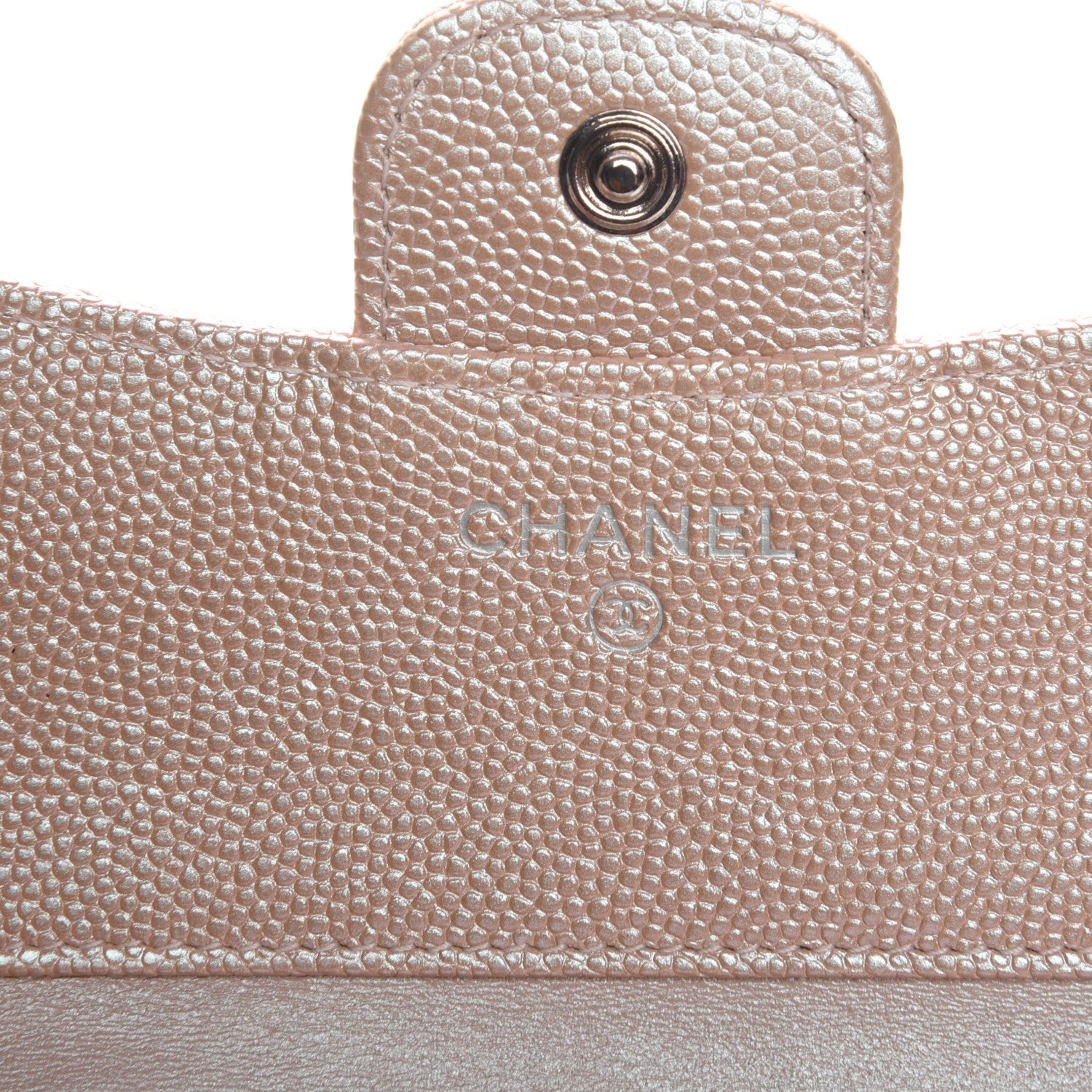 Chanel Metallic Caviar Chevron Quilted Compact Flap Wallet Light Gold 6 of 9