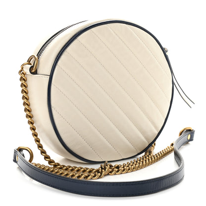 Gucci Azalea Calfskin Matelasse Diagonal Mini Torchon GG Marmont Round Shoulder Bag Mystic White Blue Agata 2 of 9