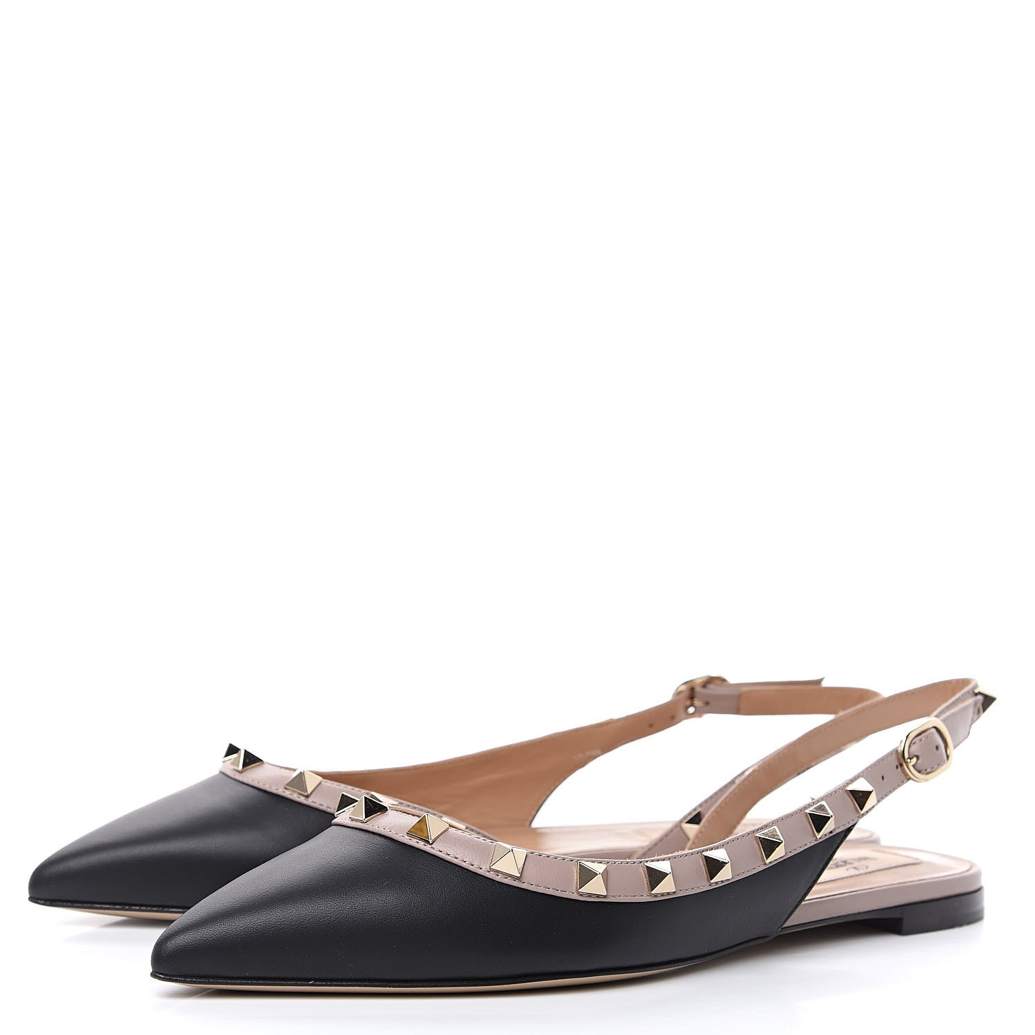 Valentino Garavani Nappa Rockstud Slingback Flats 37 Black Poudre 3 of 9