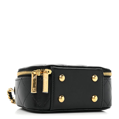 Chanel Lambskin Quilted Mini Chic Riviera Top Handle Vanity Case Black 4 of 9
