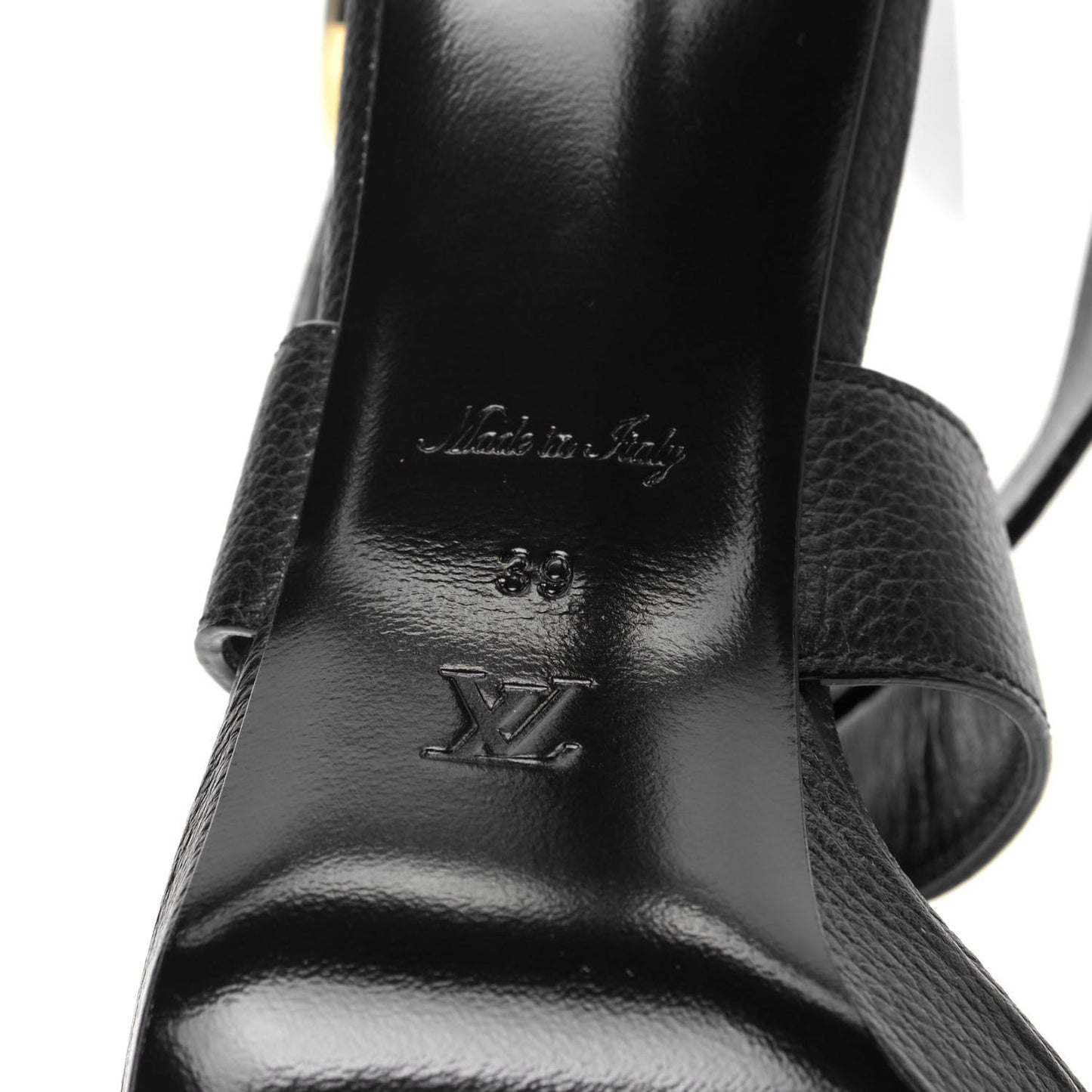 Grained Calfskin Horizon Platform Sandals 39 Black