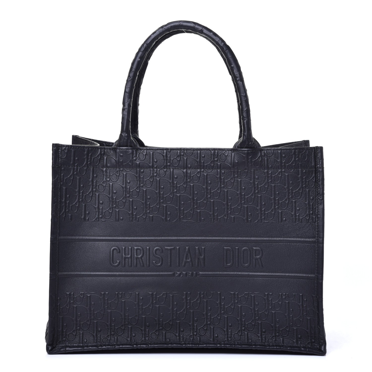 Christian Dior Oblique Calfskin Embossed Medium Book Tote Black 1 of 9