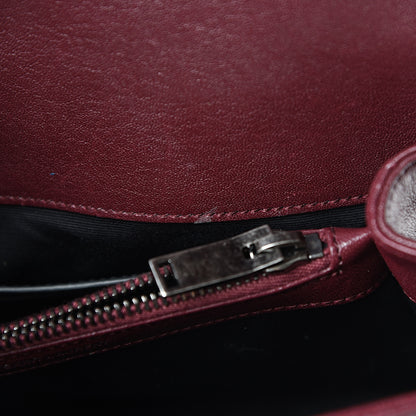 Saint Laurent Sheepskin Matelasse Chevron Monogram Medium College Bag Rouge Legion 7 of 16