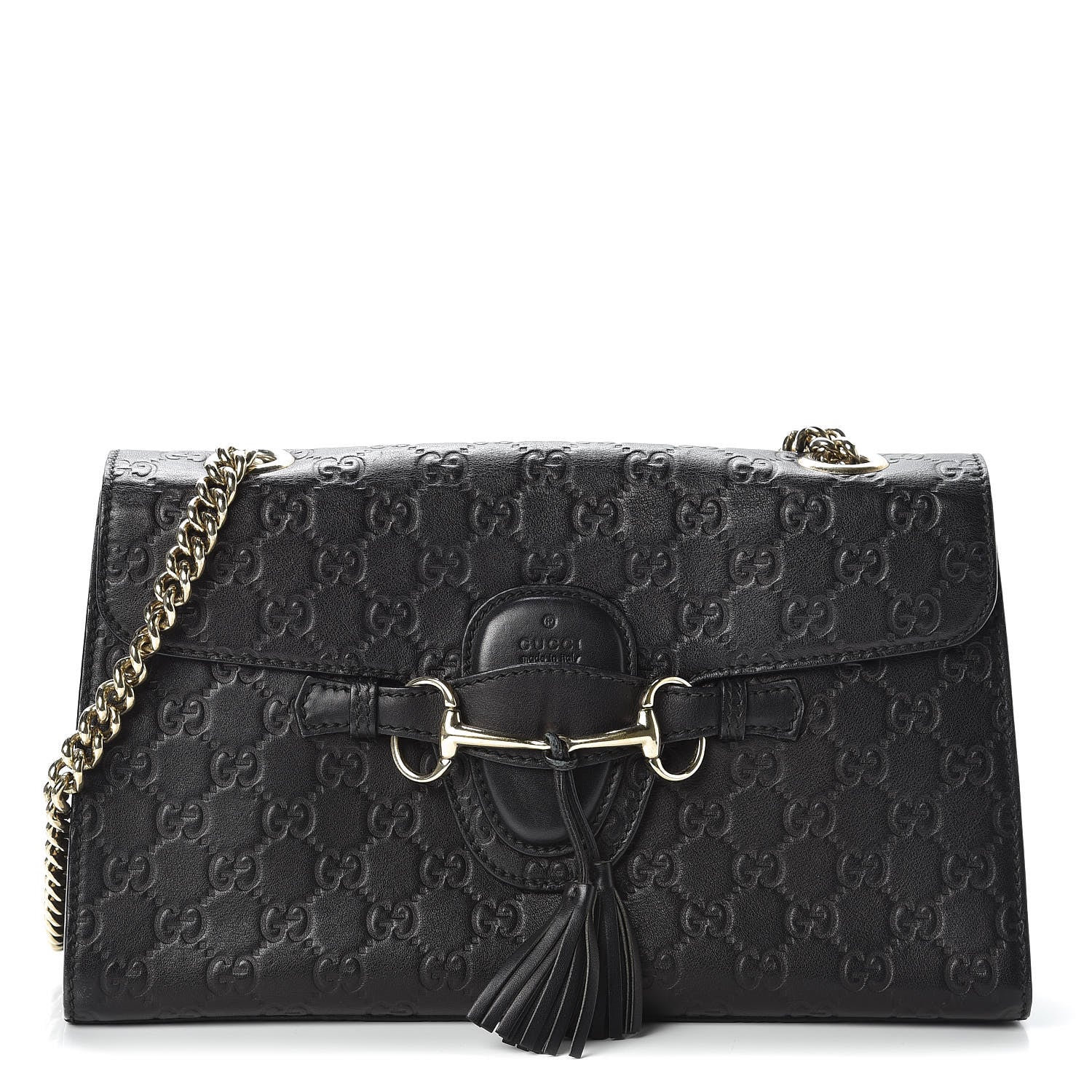 Gucci Guccissima Medium Emily Chain Shoulder Bag Black 1 of 10