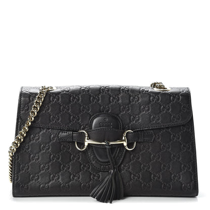 Gucci Guccissima Medium Emily Chain Shoulder Bag Black 1 of 10
