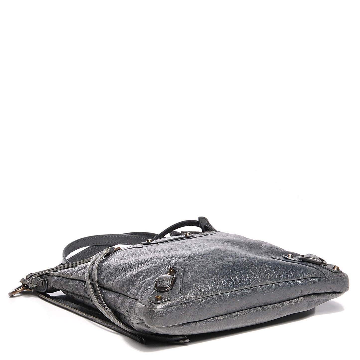 Agneau Classic Hardware Flat Crossbody Gris Tarmac