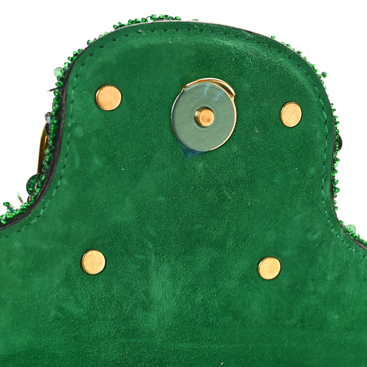Sequin Crystal Vlogo Embroidered Small Loco Shoulder Bag Green