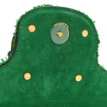 Valentino Garavani Sequin Crystal Vlogo Embroidered Small Loco Shoulder Bag Green 9 of 9