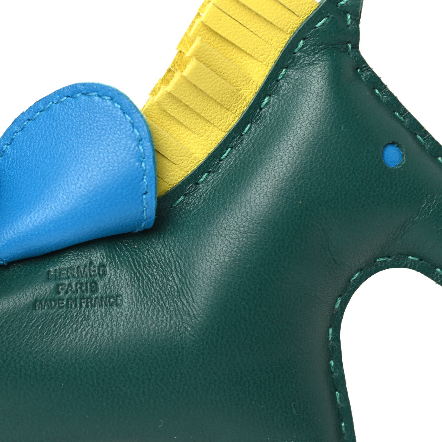 Hermes Milo Lambskin Grigri Rodeo Horse Bag Charm MM Malachite Bleu Zanzibar Lime 3 of 3