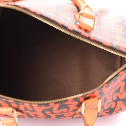 Louis Vuitton Monogram Graffiti Speedy 30 Orange 4 of 23