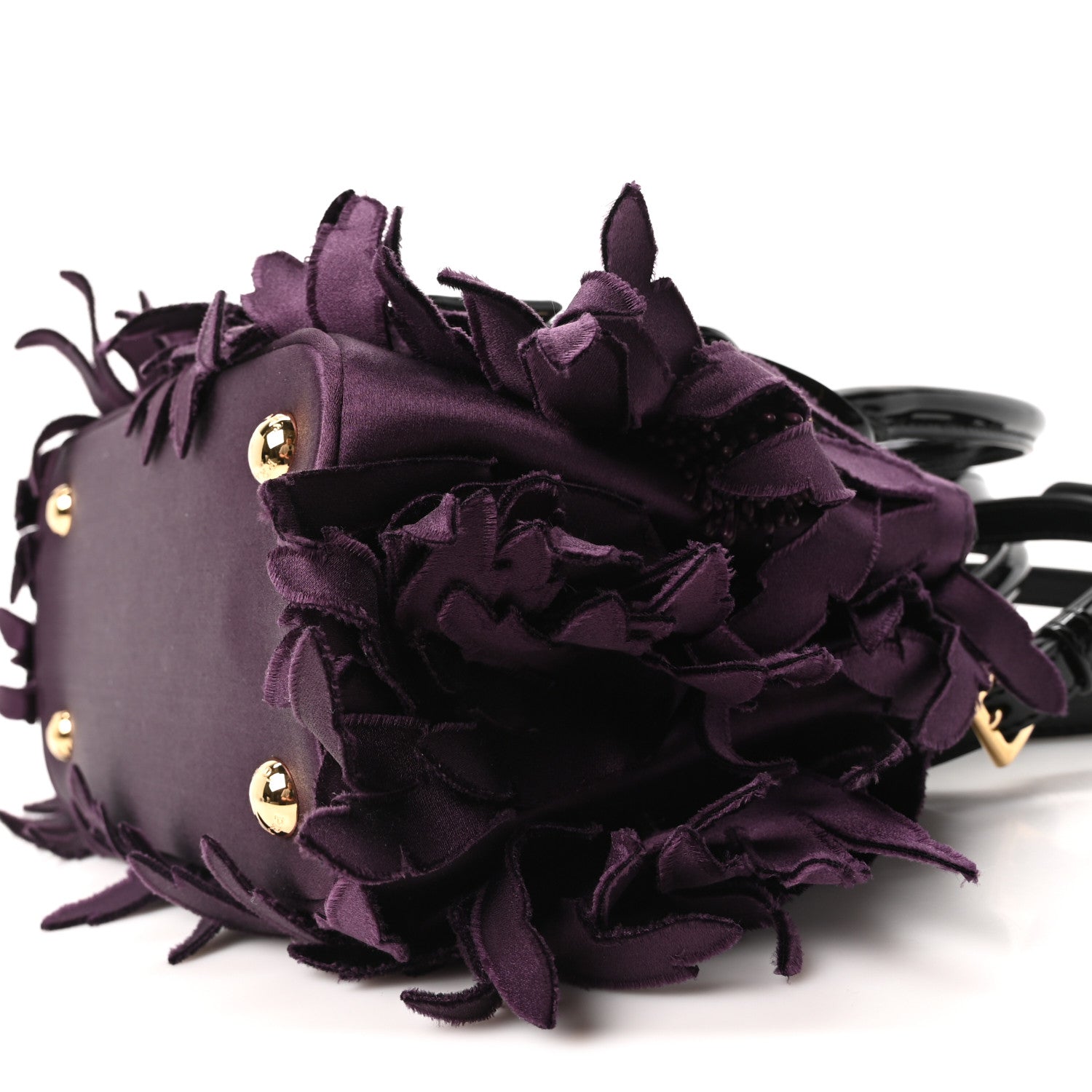 Prada Satin Feathered Vernice Mini Galleria Double Zip Tote Black Prugna 10 of 10