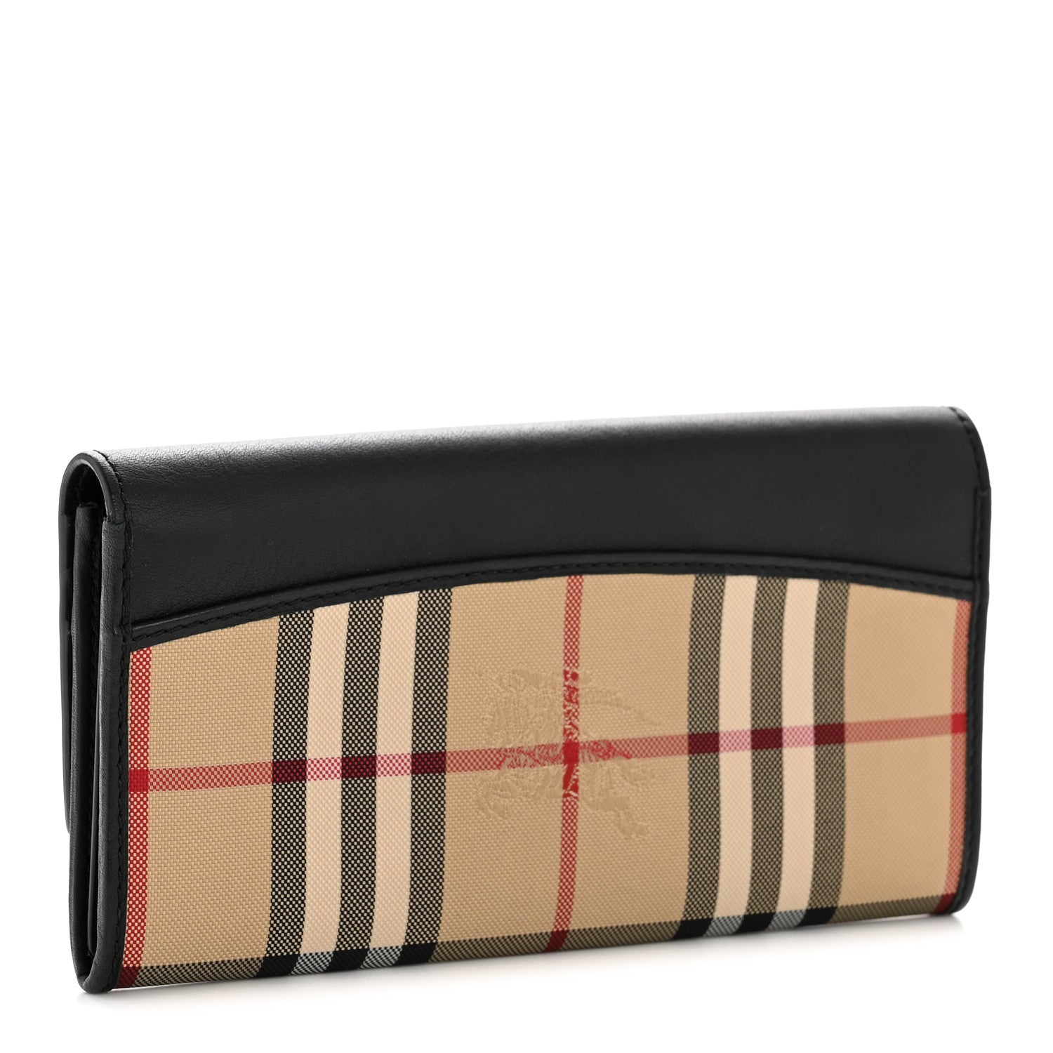 Burberry Calfskin Horseferry Check Porter Continental Wallet Black 3 of 9