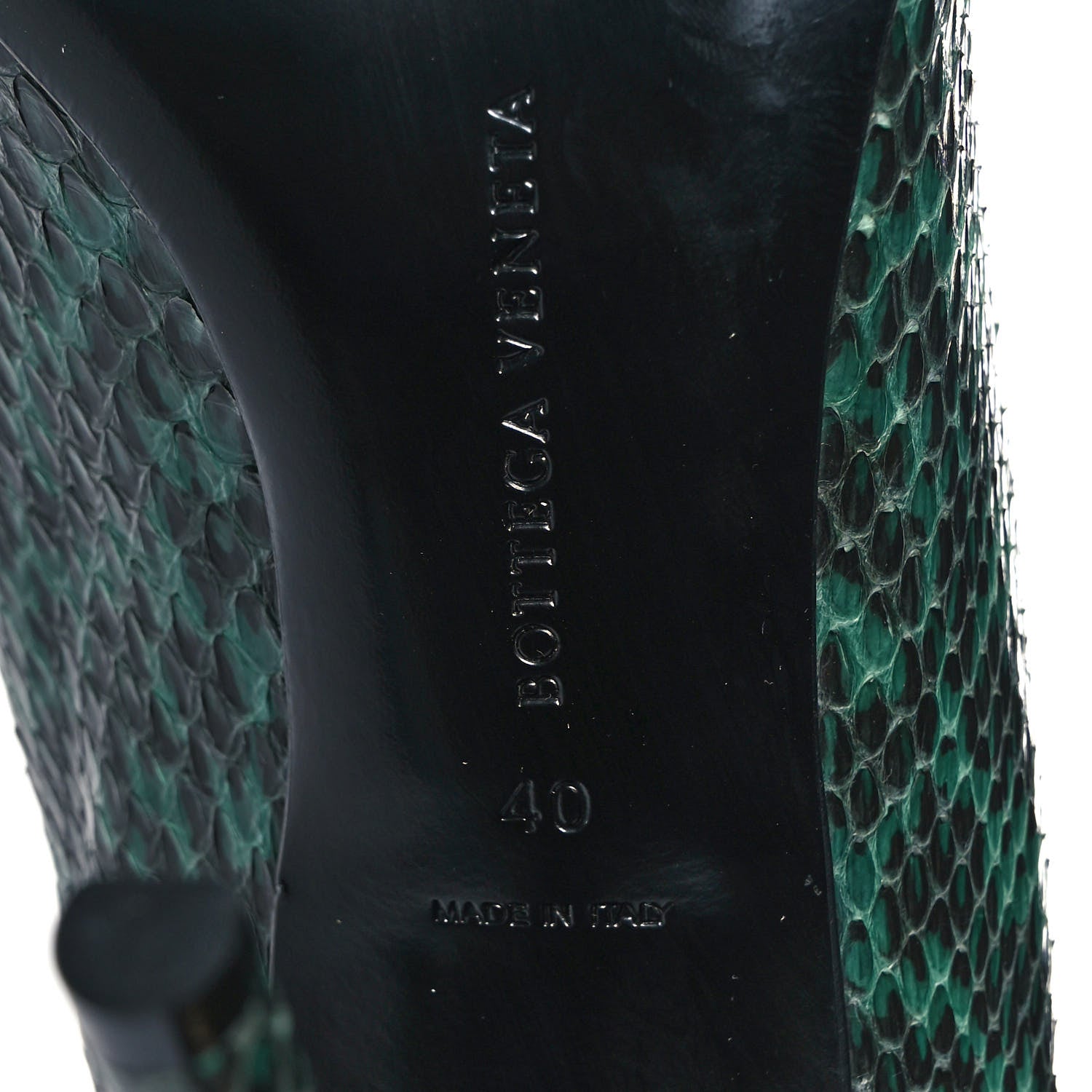 Bottega Veneta Vernis Snakeskin Cut Out Lace Booties 40 Emerald Green Black 6 of 7