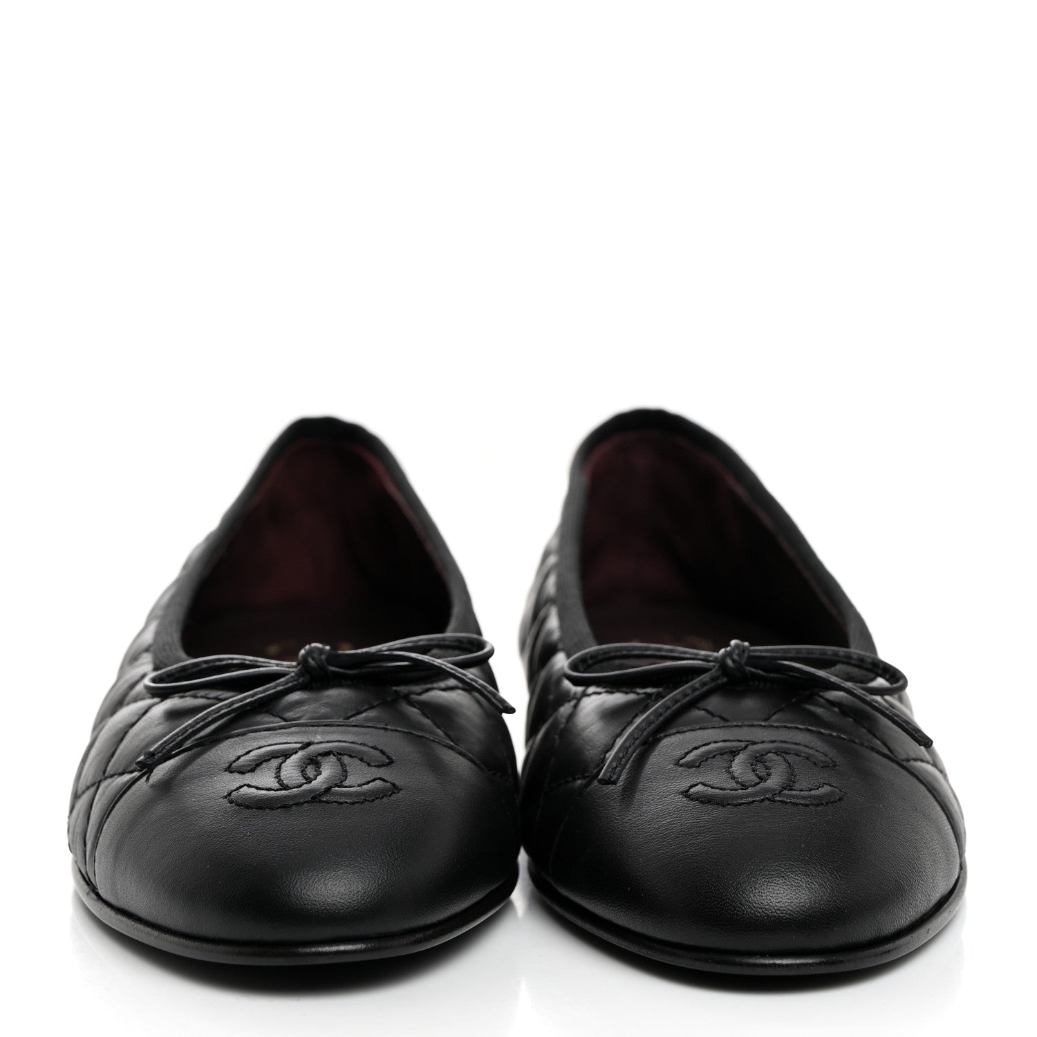 Chanel Aged Calfskin Quilted CC Cap Toe Ballerina Flats 37.5 Black 2 of 9
